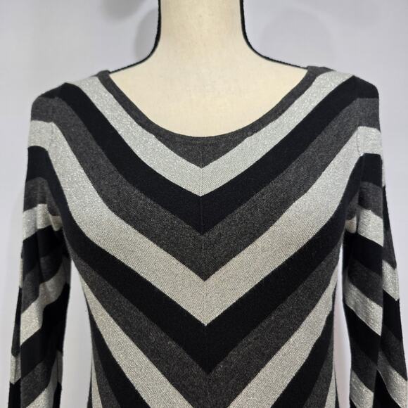 Express Silver Black Striped Y2K Sweater Dress M - Picture 2 of 9